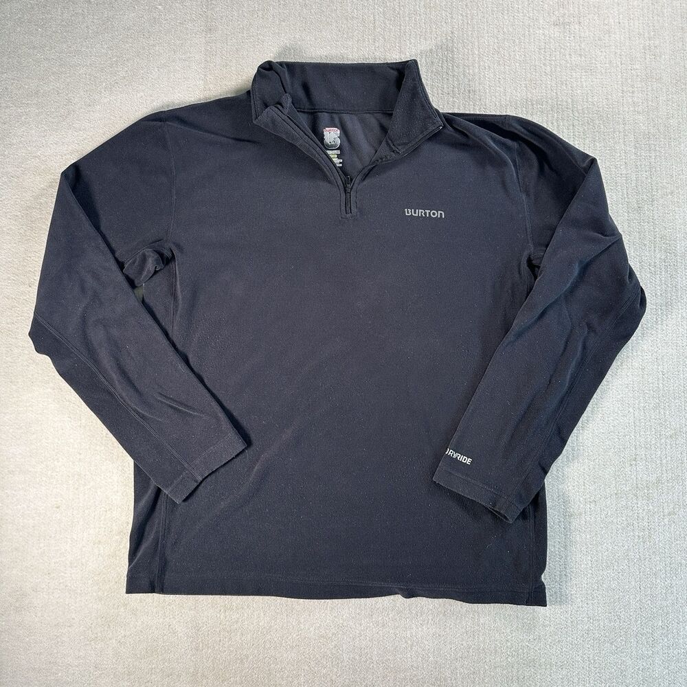 Burton Snowboard Dry Ride Pullover Mens XL Black Fleece Jacket 1/4 Zip Mock Neck